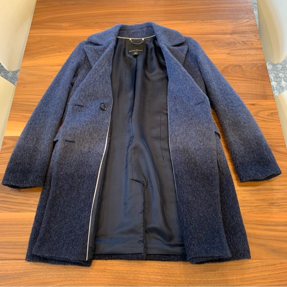 Banana Republic Navy Blue Ombre Wool Blend Coat Small Petite - Picture 4 of 9